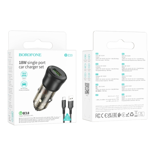 Купить Авто Зарядное Устройство Borofone BZ23 1USB QC18W+Type-C