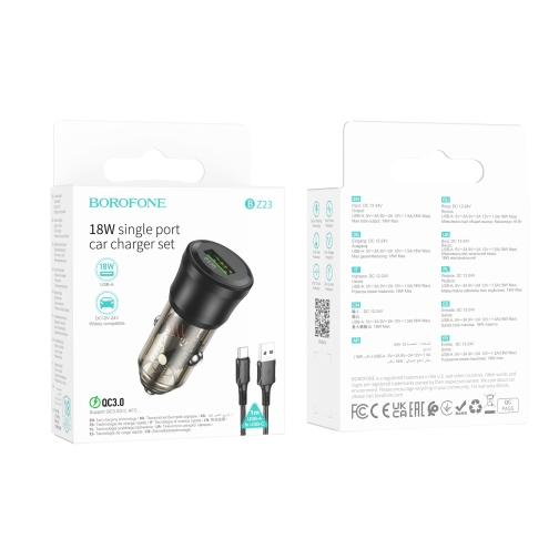 Купить Авто Зарядное Устройство Borofone BZ23 1USB QC18W+Type-C, 6