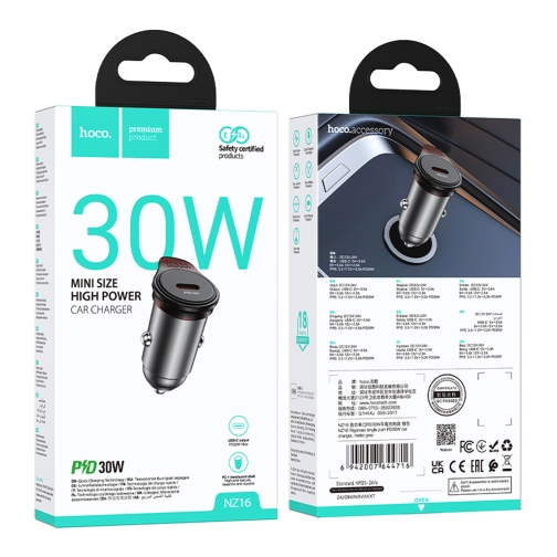 Купить Авто Зарядное Устройство Hoco NZ16 1USB-C QC/PD30W, 2