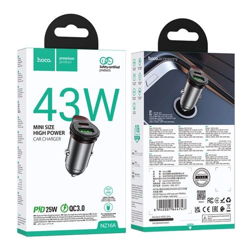 Купити Автомобільний Зарядний Пристрій Hoco NZ16A 1USB-C/1USB QC/PD43W, 2
