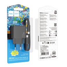 Купить Сетевое Зарядное Устройство Hoco CS16A 1USB-C/1IP PD/QC 20W+Type-C to Lightning Купить Сетевое Зарядное Устройство Hoco CS16A 1USB-C/1IP PD/QC 20W+Type-C to Lightning
