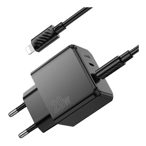 Мережевий Зарядний Пристрій Hoco CS16A 1USB-C/1IP PD/QC 20W+Type-C to Lightning превью 6