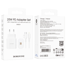 Купити Мережевий Зарядний Пристрій Borofone BA82A 1USB-C PD/QC 25W+Type-C to Lightning