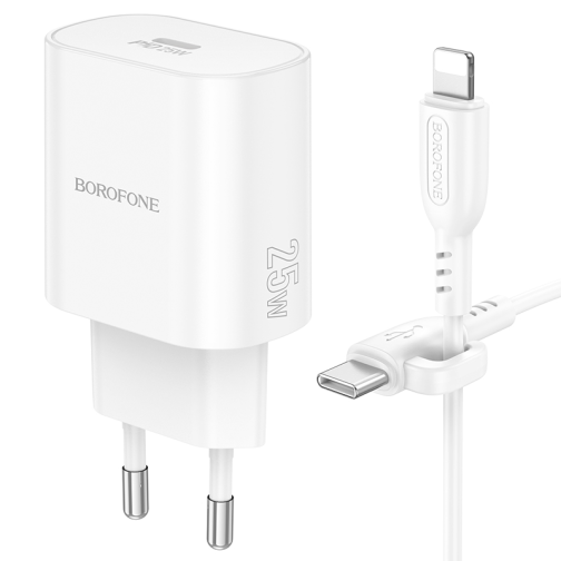 Мережевий Зарядний Пристрій Borofone BA82A 1USB-C PD/QC 25W+Type-C to Lightning превью 5