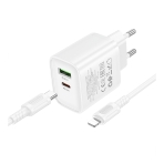 Купить Сетевое Зарядное Устройство Borofone BA83A 1USB-C/1USB PD/QC 20W+Type-C to Lightning, 7