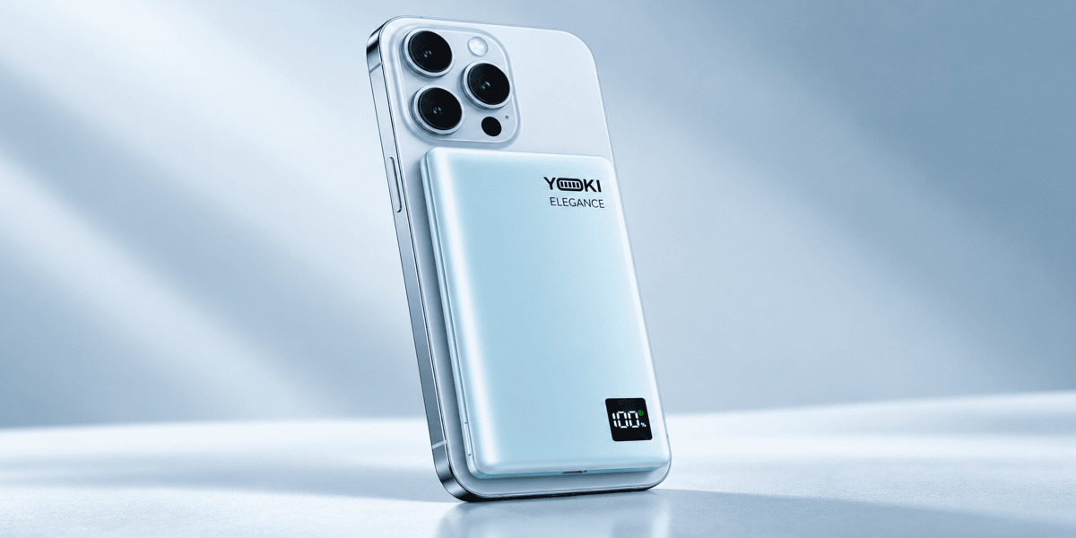 Магнітний повербанк YOKI Elegance на iPhone – бездротова зарядка MagSafe